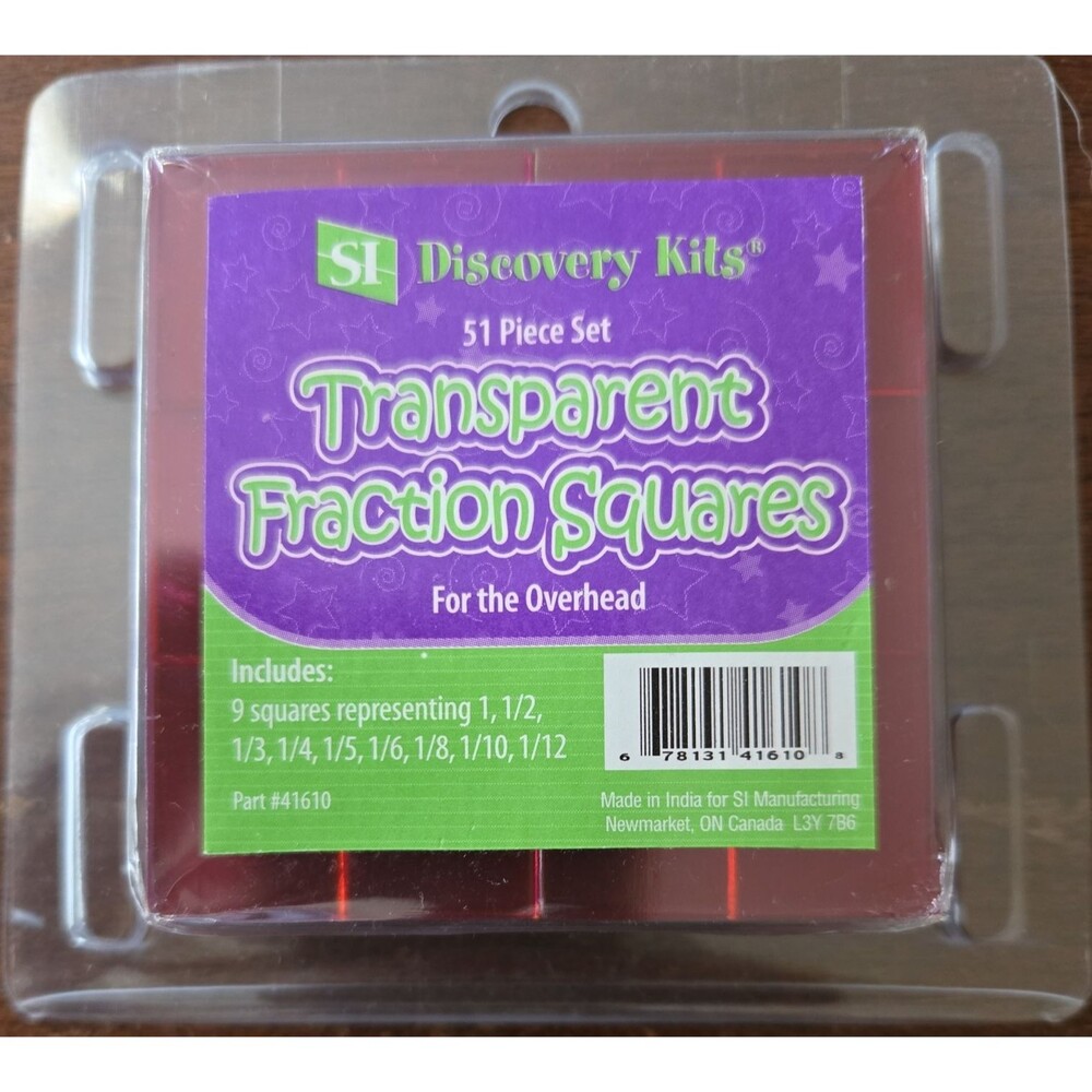 SI Discovery Kits 51 Piece Transparent Fraction Squares for the Overhead~ NEW